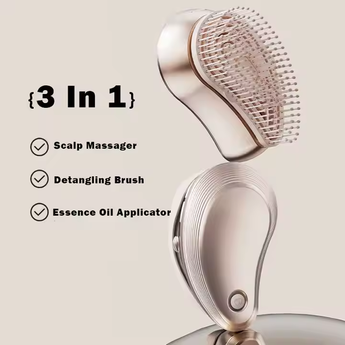 3-in-1 electric hair brush with scalp massage and oil spray.