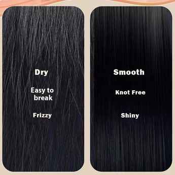 Comparison chart showing post-use effects of the hair brush.