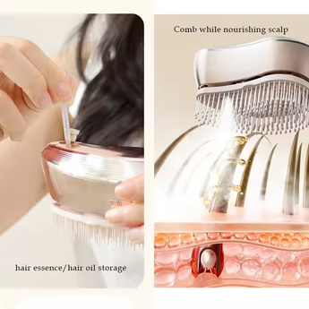 Easy-to-operate electric hair brush with scalp massage feature.