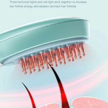 Key features of the hair growth treatment comb.