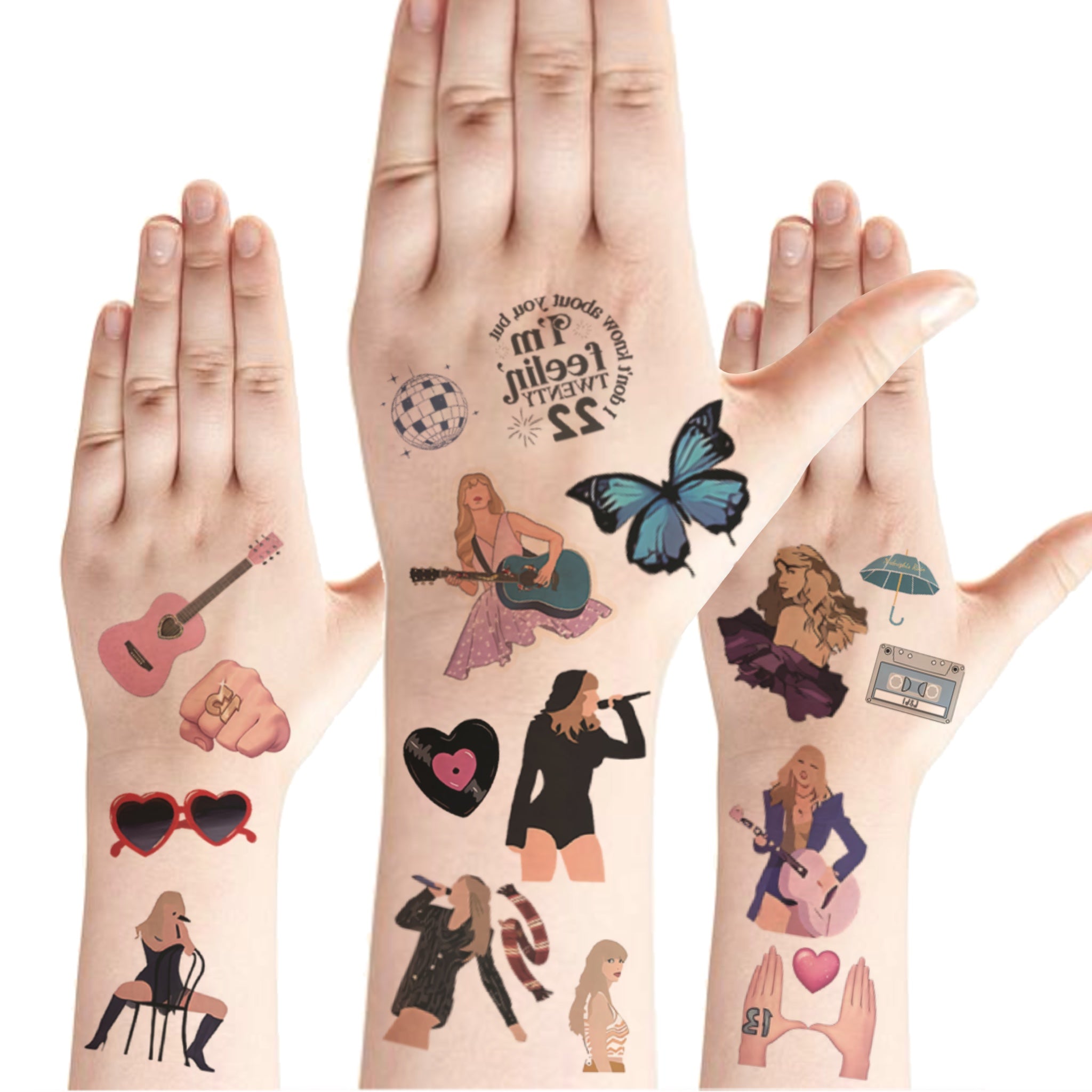 Temporary Tattoos Gift - 50Pcs Hand Face Stickers, Party Favor Supplies