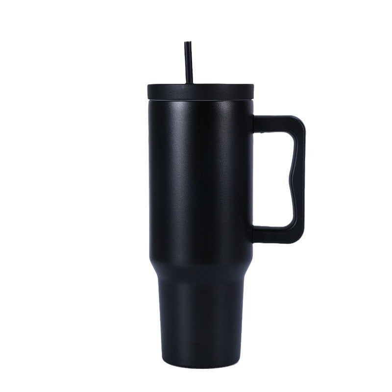 304 Stainless Steel Vacuum Cup 40oz Portable Ice Cream Coffee Cup with Handle and Straw