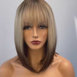 Video effects showcasing gradient gray bob wig.